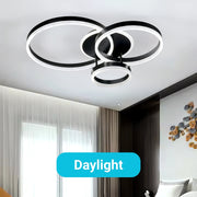 Żyrandol LED z pilotem RIGA LILITH, 94 W, 3 okręgi, światło zimne/ciepłe/neutralne, ściemnialny, czarny
