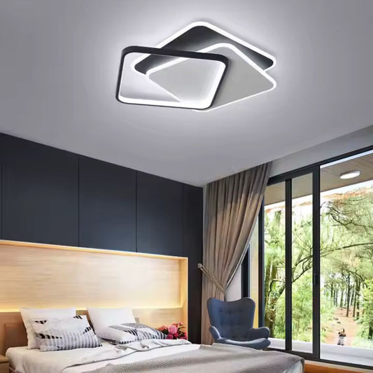 LED żyrandol z zdalnym sterowaniem 120 W, 3 kwadraty, zimno/gorące/neutralne światło, cholerne, czarne