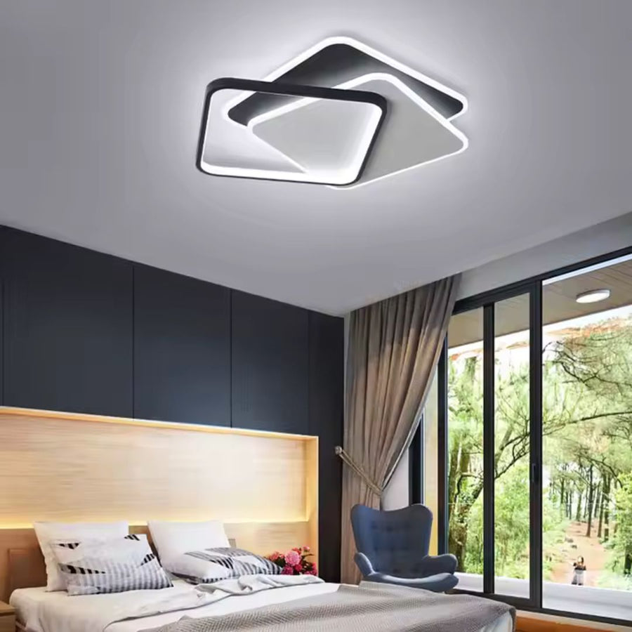 LED żyrandol z zdalnym sterowaniem 120 W, 3 kwadraty, zimno/gorące/neutralne światło, cholerne, czarne