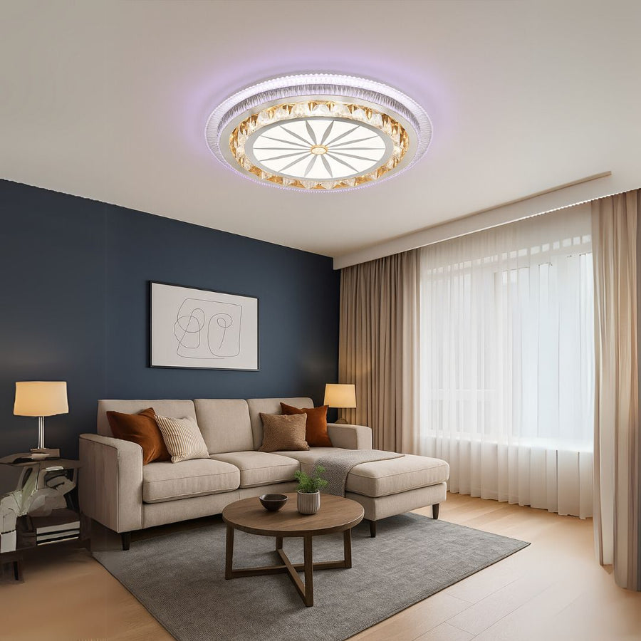 LED żyrandol z pilotem Davide RGB 70W, niebieski/zimny/ciepły, biały światło, białe