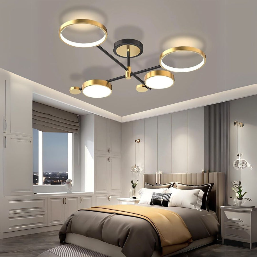 Żyrandol LED MARIA z pilotem, 4 elementy, 44 W, światło ciepłe/zimne/neutralne, ściemnialny, złoty