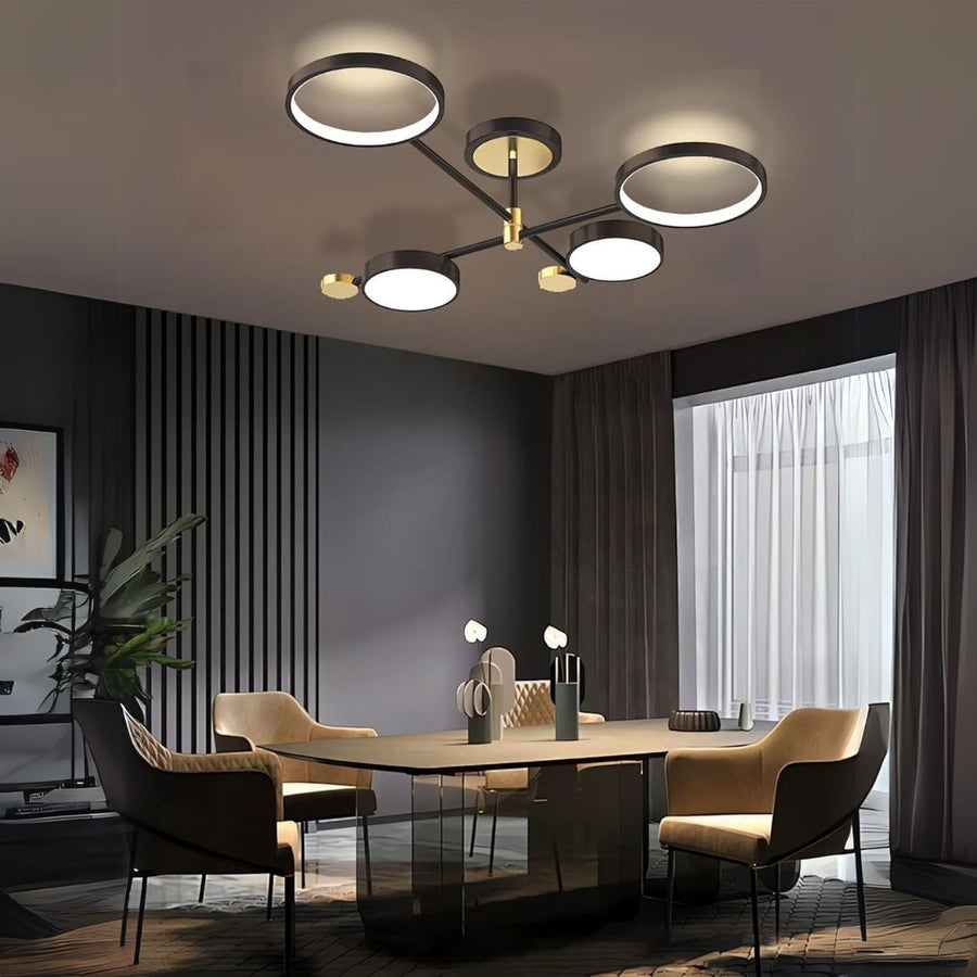 Żyrandol LED MARIA z pilotem, 45 W, 4 elementy, światło ciepłe/zimne/neutralne, ściemnialny, czarny