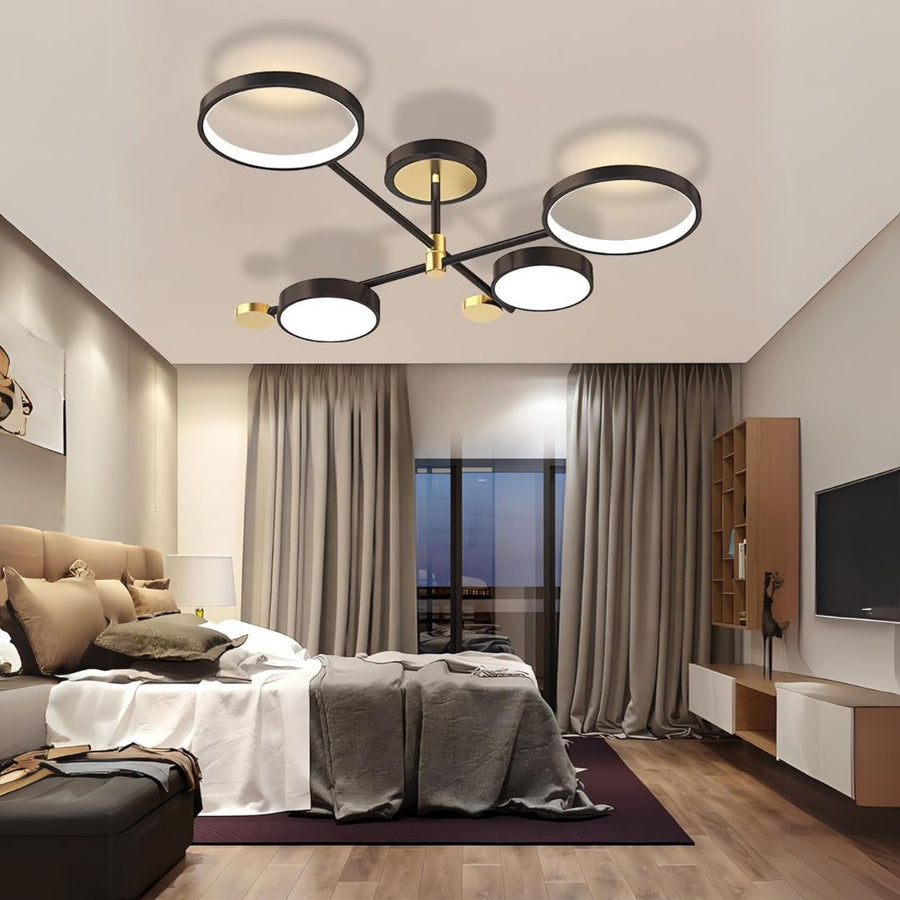 Żyrandol LED MARIA z pilotem, 45 W, 4 elementy, światło ciepłe/zimne/neutralne, ściemnialny, czarny