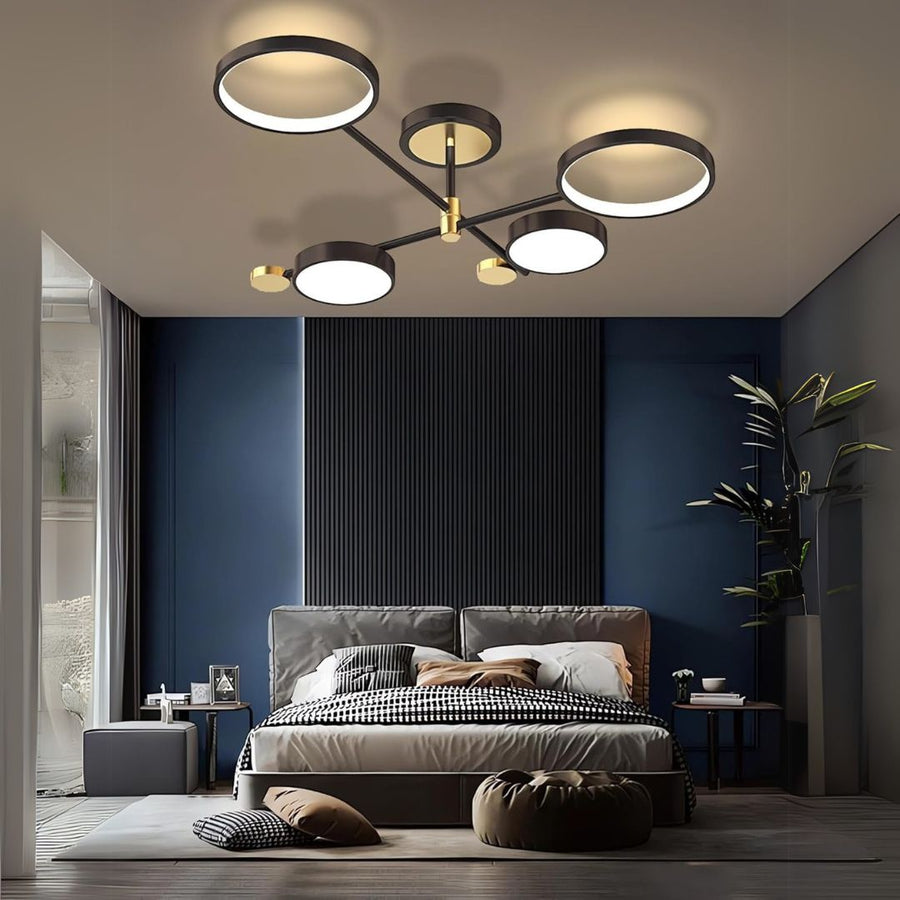 Żyrandol LED MARIA z pilotem, 45 W, 4 elementy, światło ciepłe/zimne/neutralne, ściemnialny, czarny