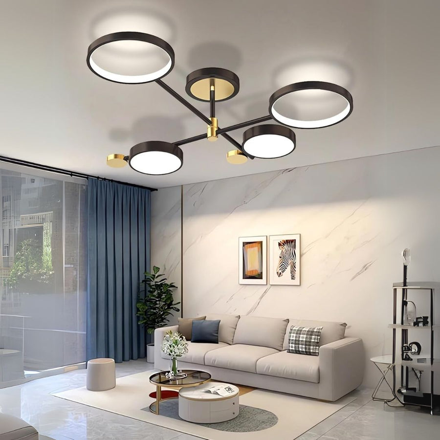 Żyrandol LED MARIA z pilotem, 45 W, 4 elementy, światło ciepłe/zimne/neutralne, ściemnialny, czarny