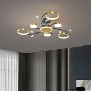 Żyrandol LED z pilotem KARINA, 61 W, 6 elementów, światło ciepłe/zimne/neutralne, ściemnialny, złoty
