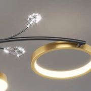 Żyrandol LED z pilotem KARINA, 63 W, 8 elementów, światło ciepłe/zimne/neutralne, ściemnialny, złoty