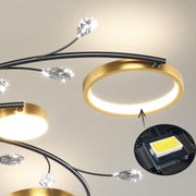 Żyrandol LED z pilotem KARINA, 63 W, 8 elementów, światło ciepłe/zimne/neutralne, ściemnialny, złoty