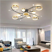 Żyrandol LED z pilotem KARINA, 63 W, 8 elementów, światło ciepłe/zimne/neutralne, ściemnialny, złoty