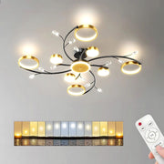 Żyrandol LED z pilotem KARINA, 63 W, 8 elementów, światło ciepłe/zimne/neutralne, ściemnialny, złoty