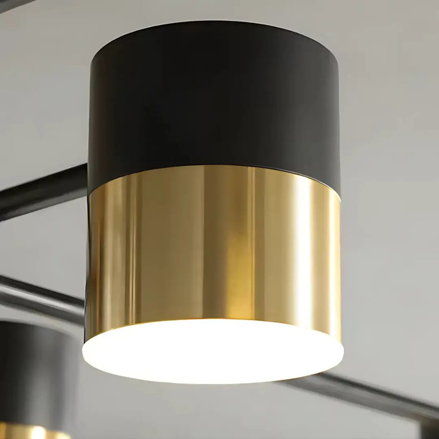 Żyrandol LED z pilotem MARIO, 56 W, 8 elementów, światło zimne/ciepłe/neutralne, ściemnialny, czarno-złoty