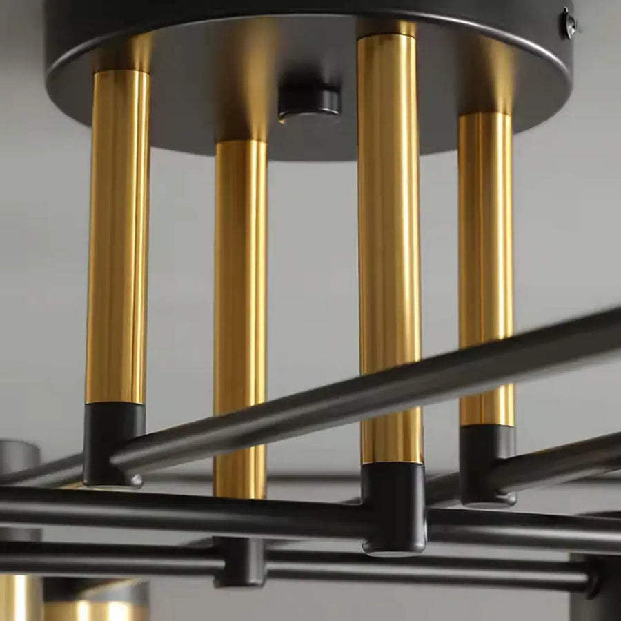 Żyrandol LED z pilotem MARIO, 56 W, 8 elementów, światło zimne/ciepłe/neutralne, ściemnialny, czarno-złoty