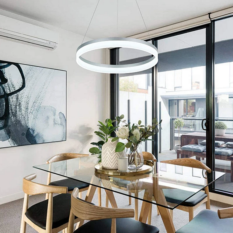 Żyrandol LED z pilotem ANINA 33W, zimne/ciepłe/neutralne światło, ściemnialny, biały, regulowana wysokość