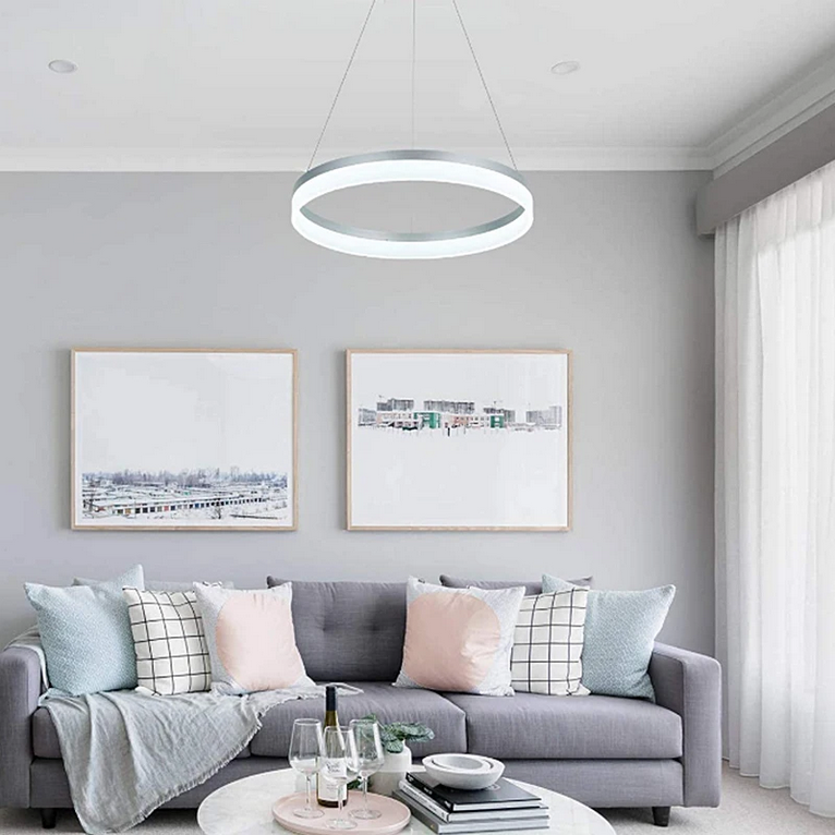 Żyrandol LED z pilotem ANINA 33W, zimne/ciepłe/neutralne światło, ściemnialny, biały, regulowana wysokość