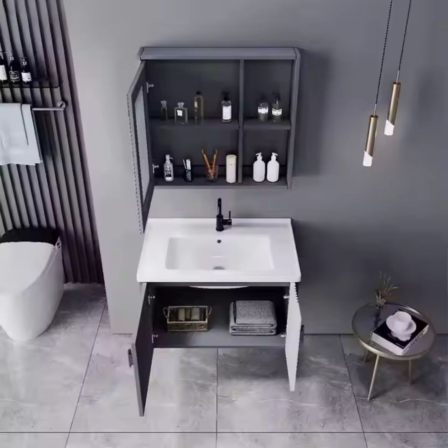 Zestaw mebli łazienkowych MYKONOS, 80x40 cm, 2 sztuki, szaro-biały