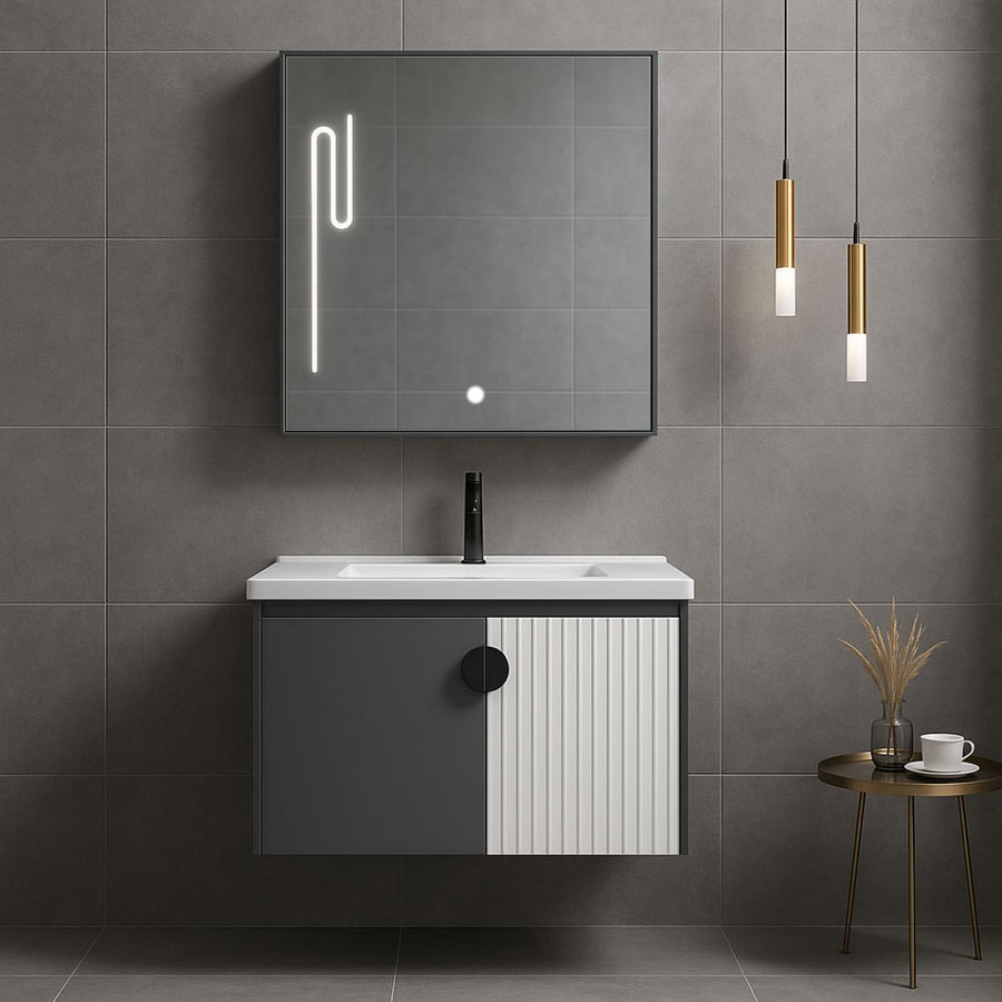 Zestaw mebli łazienkowych MYKONOS, 60x40 cm, 2 sztuki, szaro-biały