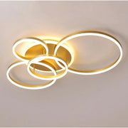 Żyrandol LED z pilotem DARIO, 4 okręgi, 103 W, światło ciepłe/zimne/neutralne, ściemnialny, złoty