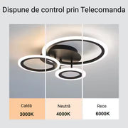 Żyrandol LED BETTY 41W z pilotem, 3 okręgi, światło zimne/ciepłe/neutralne, ściemnialny, czarny