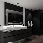 Prostokątne lustro LED, 100x60 cm, Harmonie MotionGlow Marcello, system przeciwmgielny, zegar i termometr, lupa kosmetyczna, ściemnialna