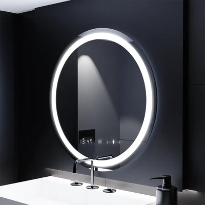 Okrągłe lusterko LED, 70 cm, Celeste Motionglow Marcello, system rozmrażania, zegar i termometr,