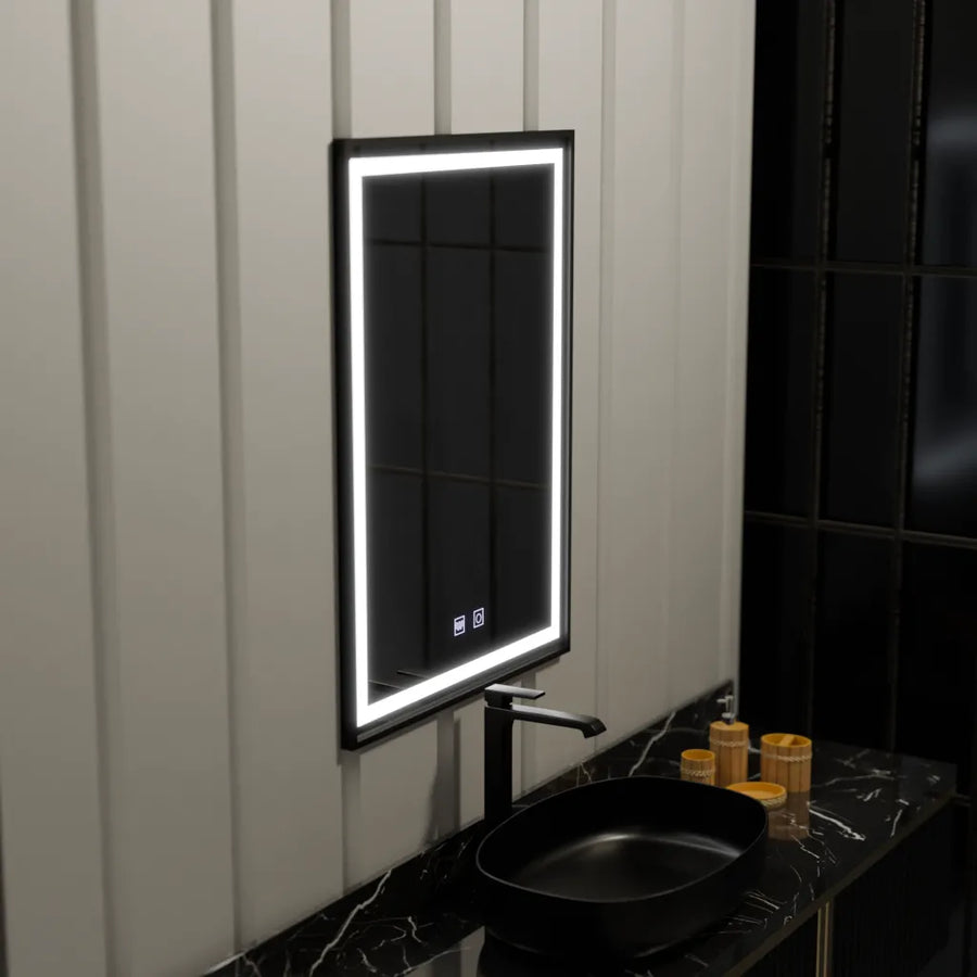 Lustro prostokątne LED 60x90cm Edge LUMINOUS Touch Defog System, czarna rama