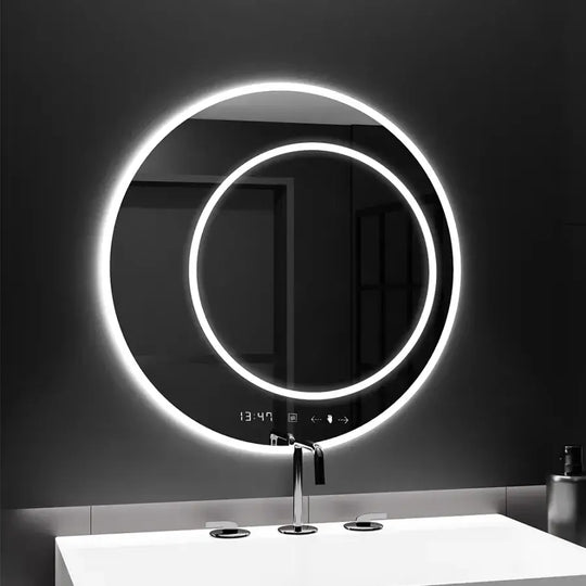 Okrągłe lustro LED, 60 cm, July Touch Marcello, system odmgławiania, zegar i termometr, lusterka Dimabila Marcello Domyślny tytuł Alessandro Design