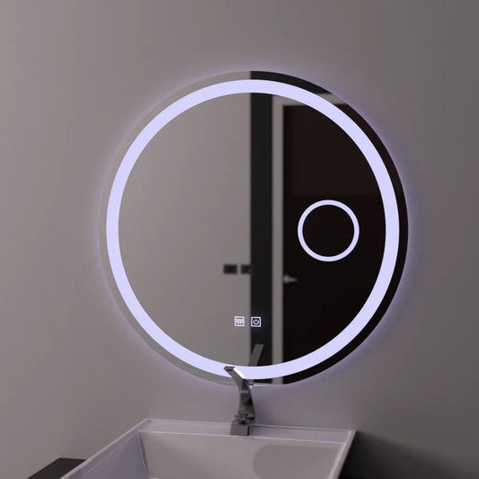 Okrągłe lustro LED 60 cm, Touch Luxor, system przeciwmgielny, ściemnialne