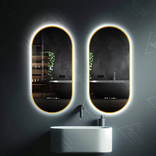 Owalne LED lusterka, 60x80cm, wracam czujnik Marcello, system wyłączający, zegar i termometr, Davable