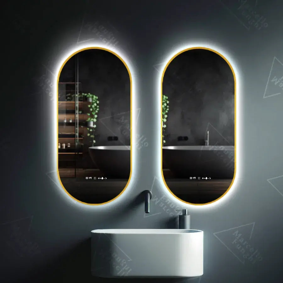 Owalne LED lusterka, 60x80cm, wracam czujnik Marcello, system wyłączający, zegar i termometr, Davable