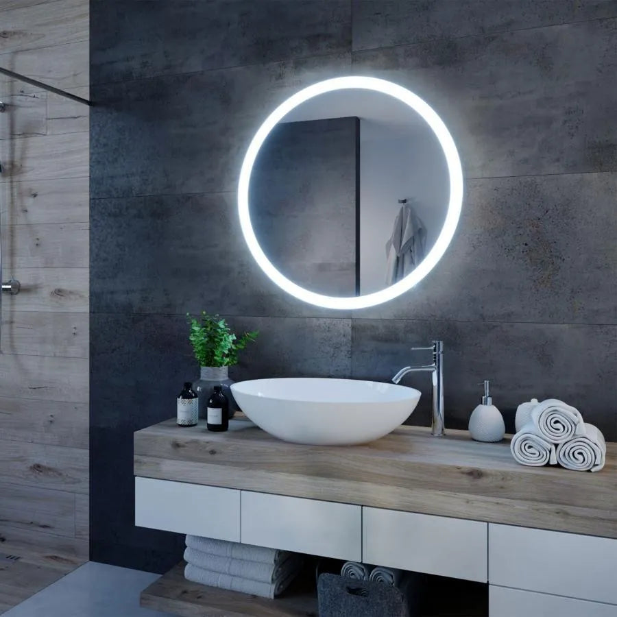 Okrągłe lustro LED, 50 cm, Noxia Touch, system przeciwmgielny, ściemnialne
