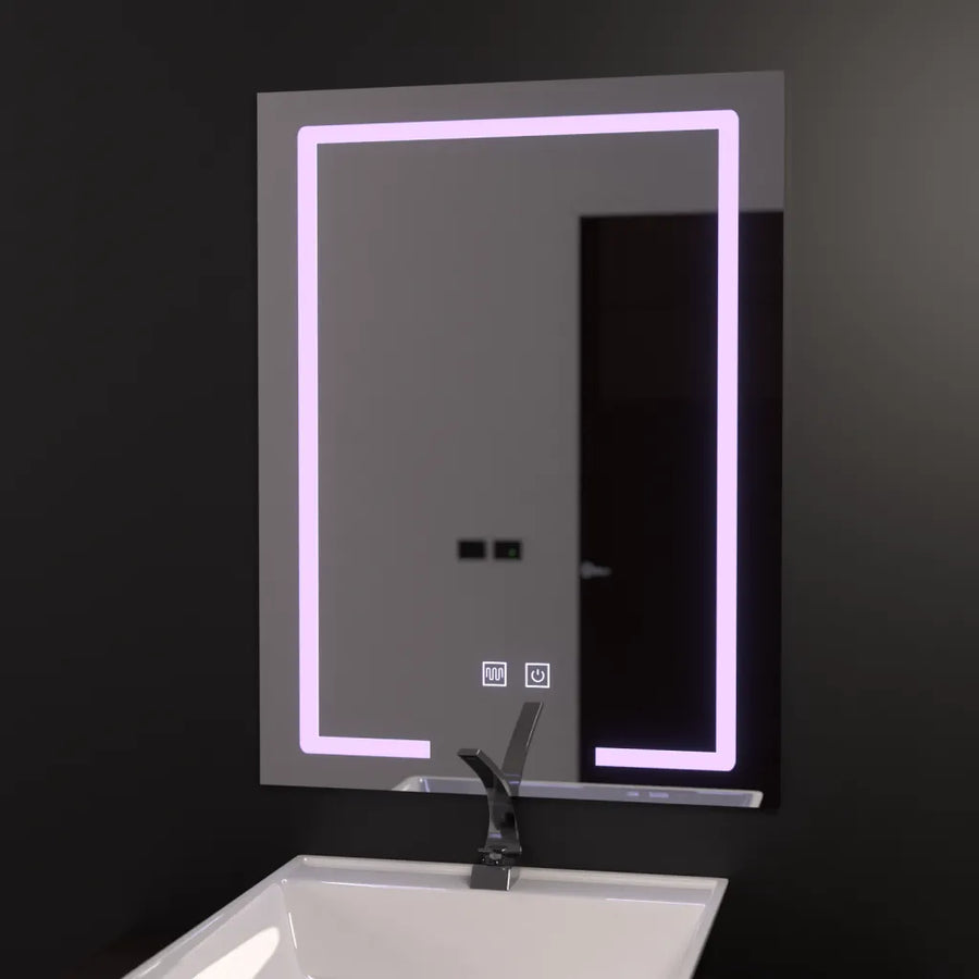 Lustro prostokątne LED 60x80cm, dotykowe Vesta, system przeciwmgielny, ściemnialne