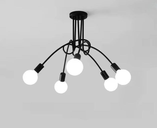 Żyrandol Modernistyczny Penta 5, 5x E27, Czarny, Nowoczesny Design