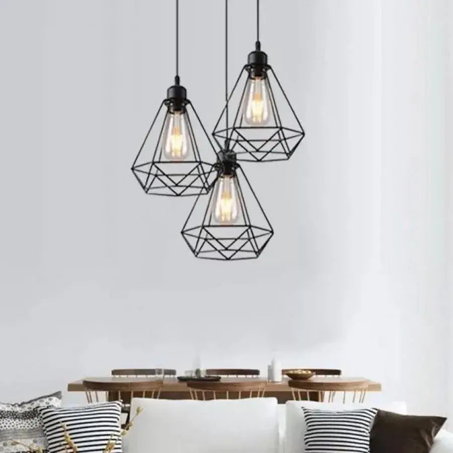 Żyrandol w kształcie diamentu, STRUKTUR, 3xE27, czarny, metal