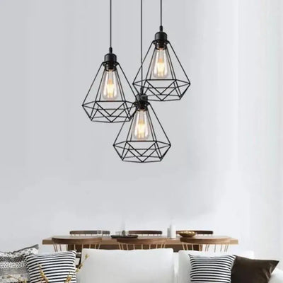 Żyrandol w kształcie diamentu, STRUKTUR, 3xE27, czarny, metal