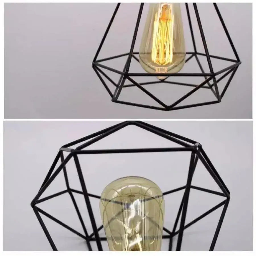 Żyrandol w kształcie diamentu, STRUKTUR, 3xE27, czarny, metal