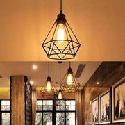 Żyrandol w kształcie diamentu, STRUKTUR, 1xE27, czarny, metal