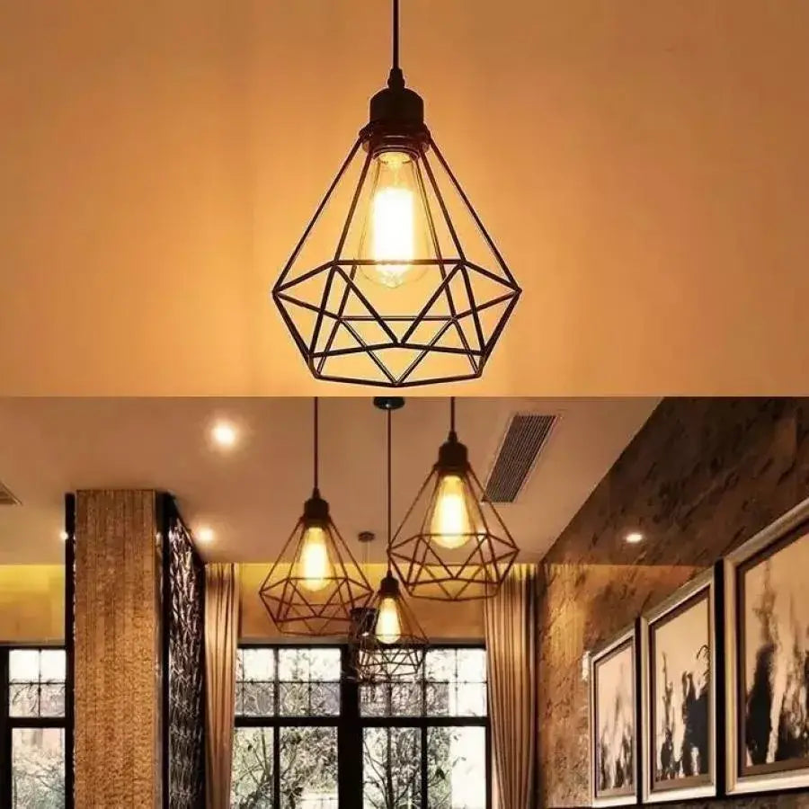 Żyrandol w kształcie diamentu, STRUKTUR, 1xE27, czarny, metal