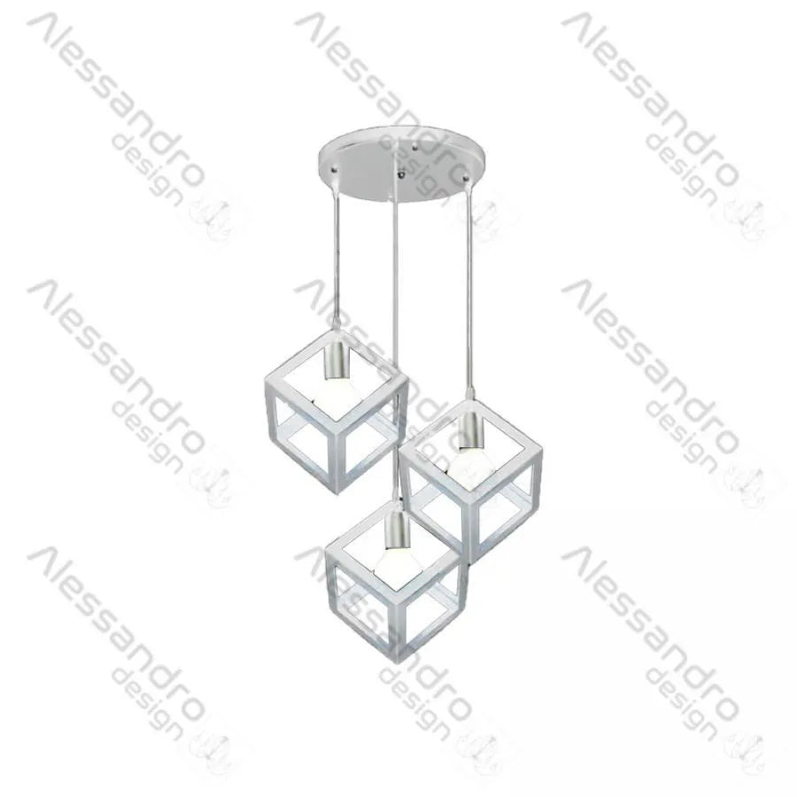 Żyrandol w kształcie sześcianu, STRUCTURE Cluster, 3xE27, biały, metal