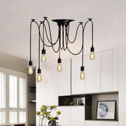 Wisiorek Pająk 6*E27, Czarny, Metal