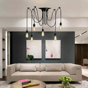 Wisiorek Pająk 6*E27, Czarny, Metal