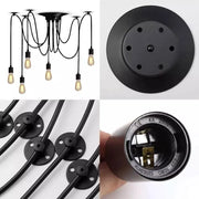 Wisiorek Pająk 6*E27, Czarny, Metal