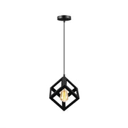 Żyrandol w kształcie kostki, STRUKTUR Uno, 1x E27, czarny, wiszący, metalowy
