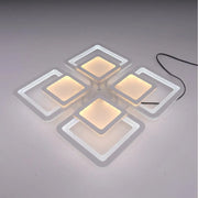 Żyrandol LED SUSAN 77W z pilotem, 4 kwadraty, światło zimne/ciepłe/neutralne, ściemnialny, biały