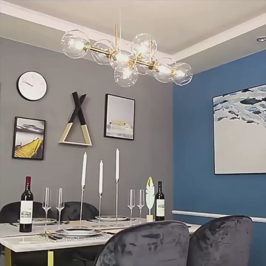 Żyrandol z okrągłym kloszem, MODEST Grand, 8xE27, Złoty, Metal