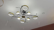 Żyrandol LED z pilotem KARINA, 63 W, 8 elementów, światło ciepłe/zimne/neutralne, ściemnialny, złoty