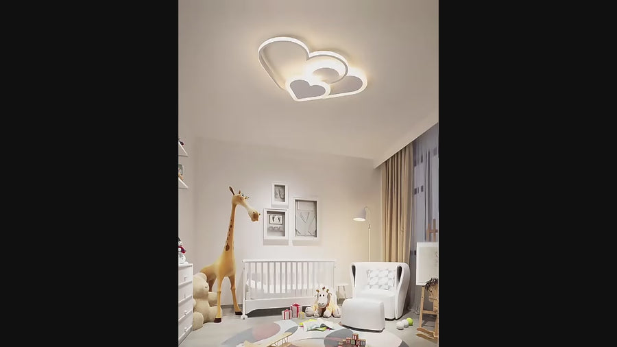 Żyrandol LED z pilotem AMI 50 W, 3 serca, światło zimne/ciepłe/neutralne, ściemnialny, biały