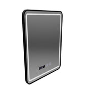 Karl Touch Lustro LED z systemem przeciwmgielnym, zegarem i temperaturą 50x70 cm Rama szczotkowana czarna