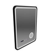 Ulrich Touch LED Mirror Defog System, zegar i temperatura 60x80 cm szczotkowana czarna rama lupa kosmetyczna