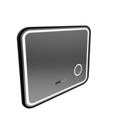 Bernd Touch LED Mirror Defog System, zegar i temperatura 80x60 cm szczotkowana czarna rama lupa kosmetyczna