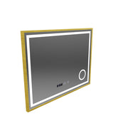 Rolf Touch LED Mirror Defog System, zegar i temperatura 80x60 cm szczotkowana złota rama lupa kosmetyczna